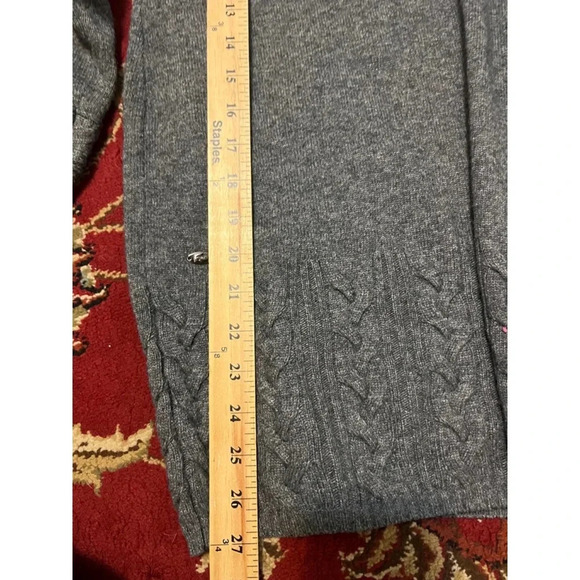 LACOSTE Womens V-Neck Jumper Sweater Gray Cableknit Wool Cashmere Sz 38 (Small) - Picture 6 of 7